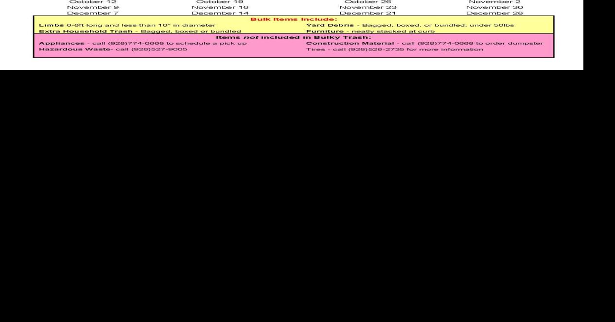 Flagstaff Bulky Trash Pickup Schedule