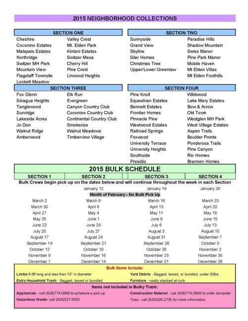 Bulky Trash Pick Up Schedule Bulky Trash Pick Up Schedule