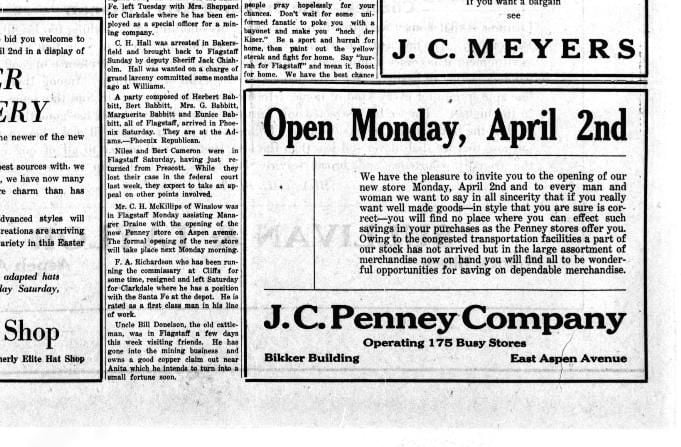 JCPenney celebrates 100 years in Flagstaff, Local