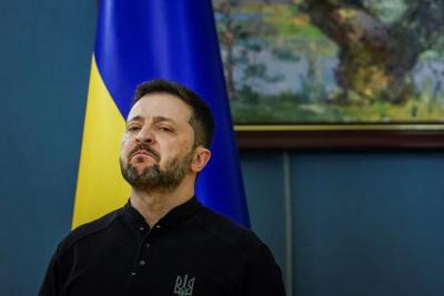 Ukraine's President Zelenskiy attends press conference in Kyiv