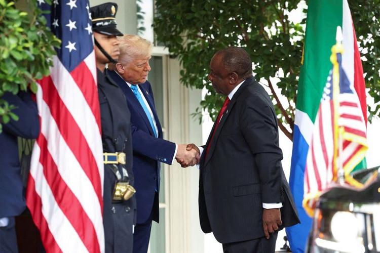 U.S. President Donald Trump welcomes South African President Cyril Ramaphosa to the White House in Washington