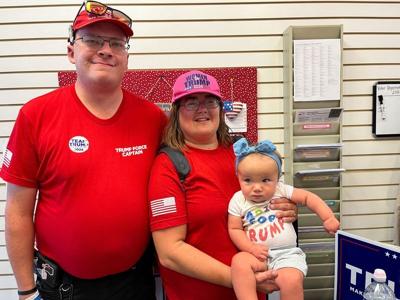 Chris and Rachel Gottberg, both "Trump Force Captains" who volunteer for the Trump campaign, pose for a picture before heading out to knock on doors in York, Pennsylvania