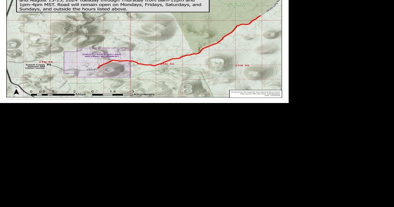 Road closures scheduled for August near Sunset Crater Volcano National Monument
