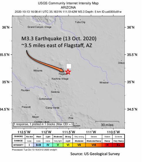 Earthquake in Flagstaff Oct. 13, 2020