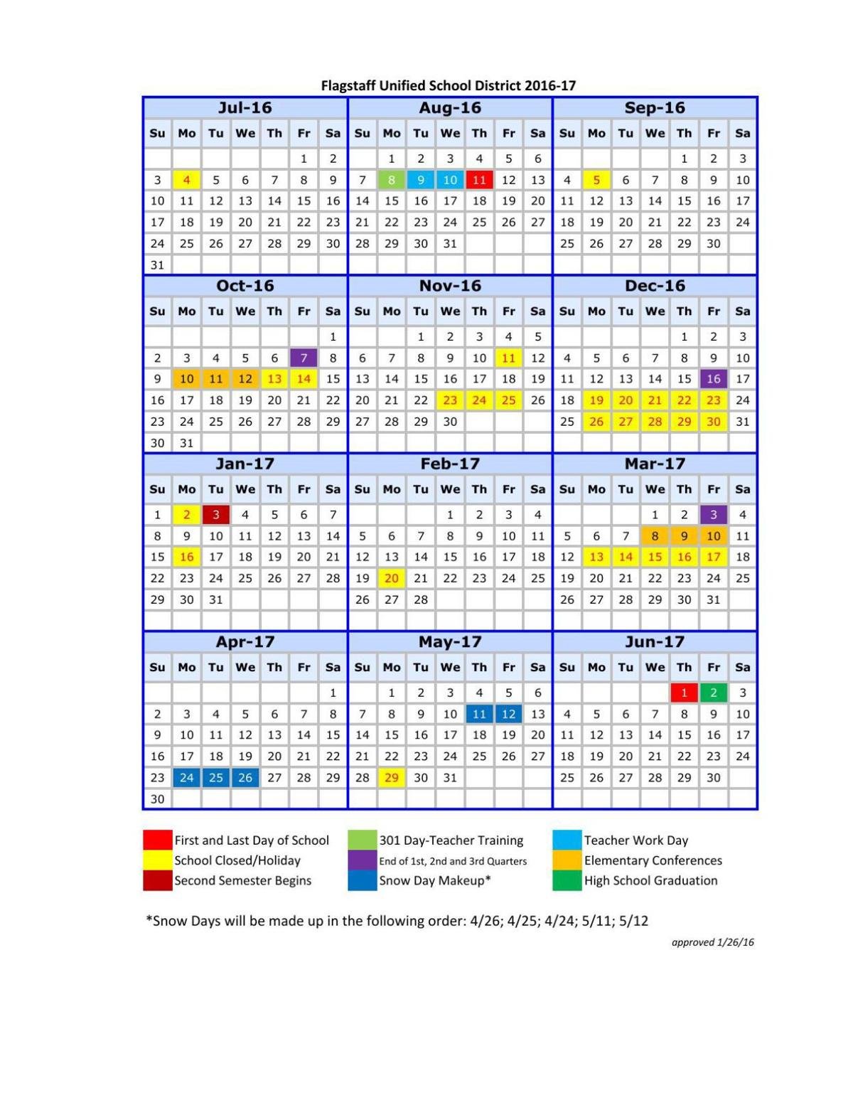 FUSD Calendar 2016-17 | | azdailysun.com