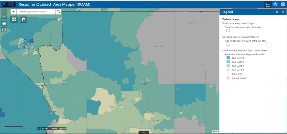 Predicted census non-response rates in Coconino County
