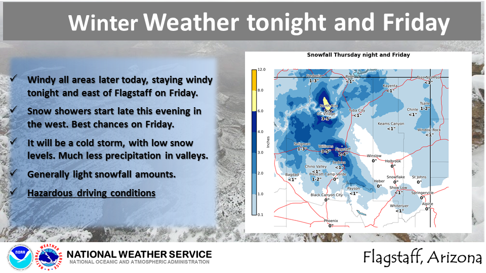 10 a.m. update: Snow up to 4 inches starts late tonight in Flagstaff