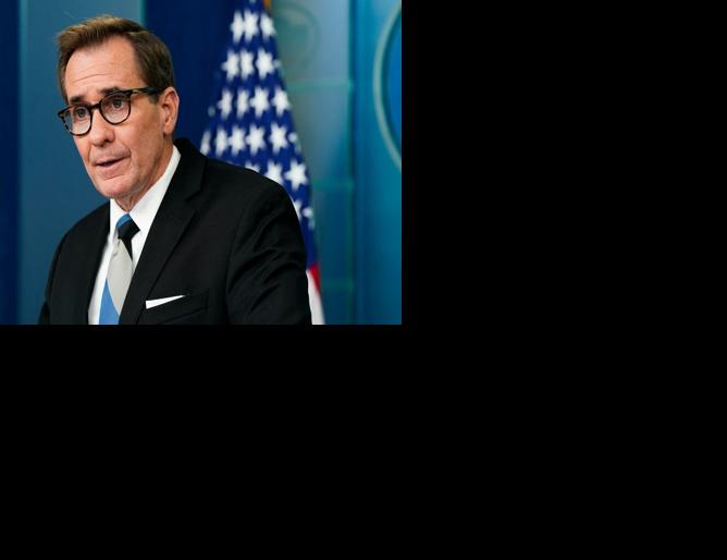 White House National Security Communications Advisor John Kirby speaks during a press briefing in Washington
