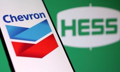 Illustration shows Chevron and Hess logos