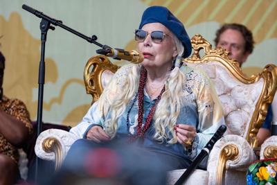 Joni Mitchell does a rare performance at the Newport Folk Festival