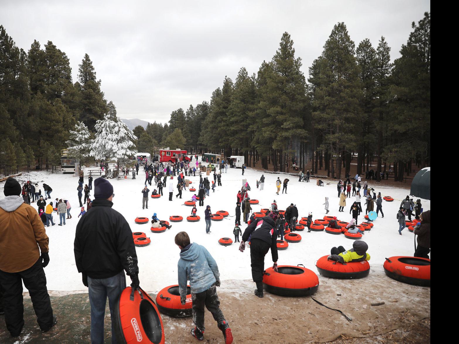 Flagstaff Snow Park At Fort Tuthill Opens With Snowmaking News Azdailysun Com Features snow tubing and general snow play, food trucks, fire pits, and other amenities. flagstaff snow park at fort tuthill