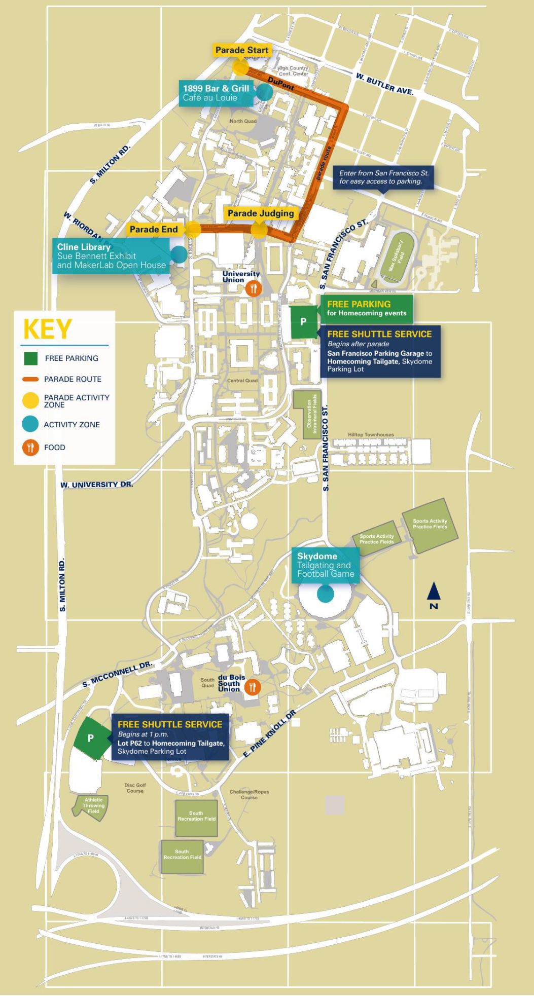 2017 NAU homecoming parade map