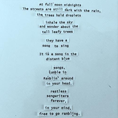 Inhale the sky and wonder about the tall leafy trees