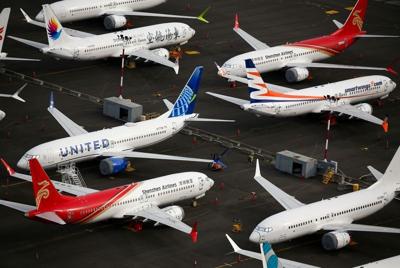 FILE PHOTO: Aerial view of Boeing planes