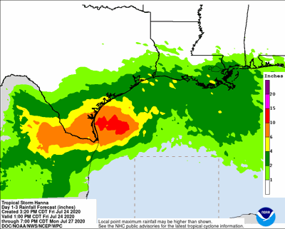 Hanna expected to be Category One hurricane by landfall