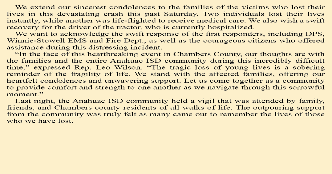 Anahuac grieves students killed in crash Local