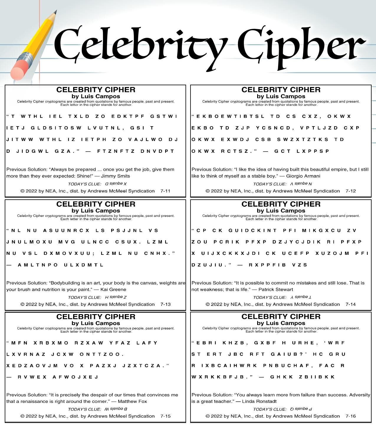 free celebrity quote ciphers