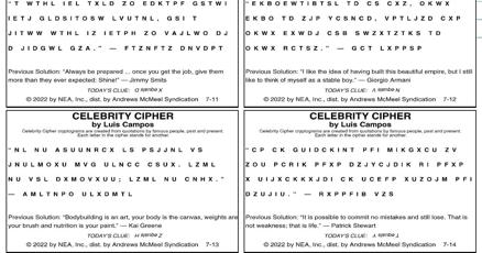 Celebrity Cipher | Entertainment | baytownsun.com Celebrity Cipher | Entertainment | baytownsun.com