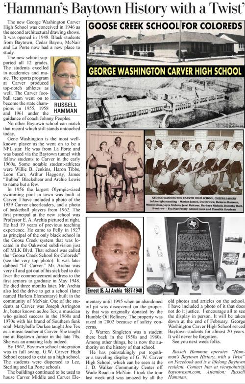 Hamman S Baytown History Gw Carver High School Columns