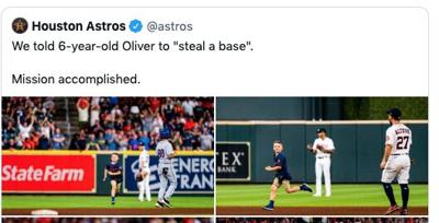 Houston Astros: The 6-year-old tried to steal second base