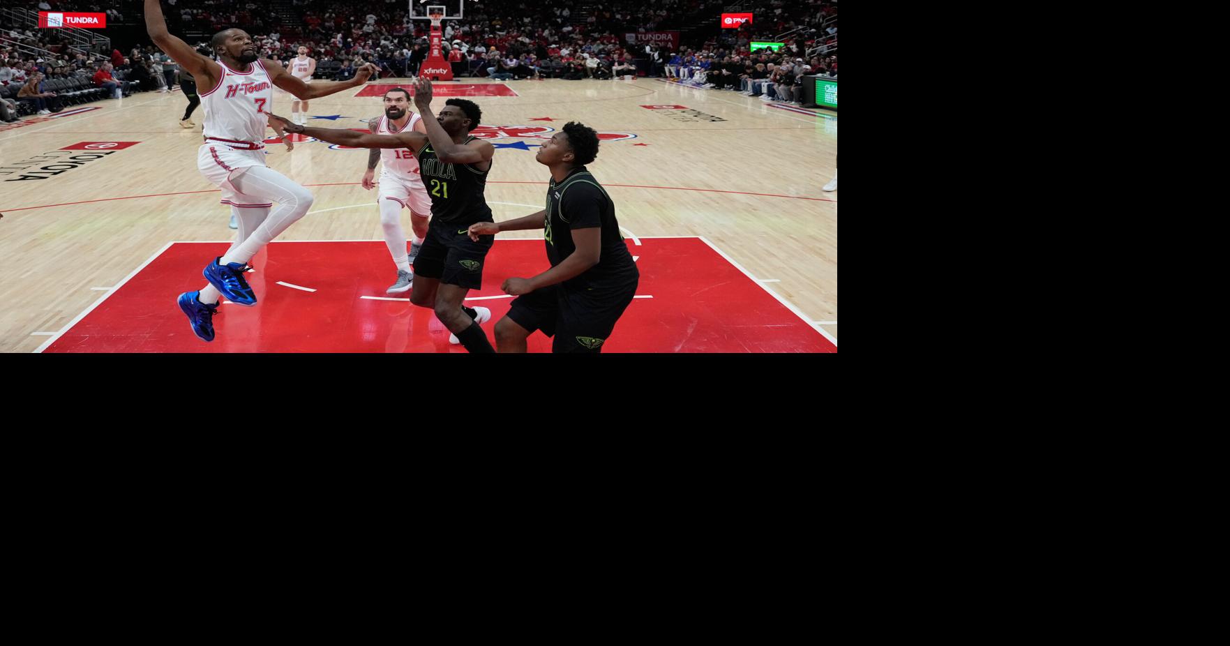 Durant climbs to 6th on NBA career scoring list in Rockets' 119-110 win over Pelicans