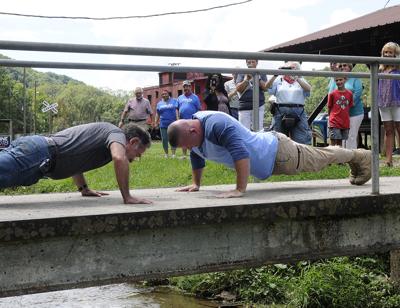 He did push-ups on water!  He was doing push-ups on the water