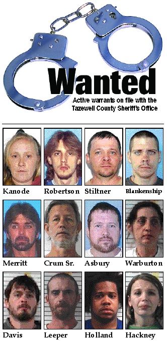 Active Warrants In Tazewell County Aug. 17 | Police Blotter/Warrants ...