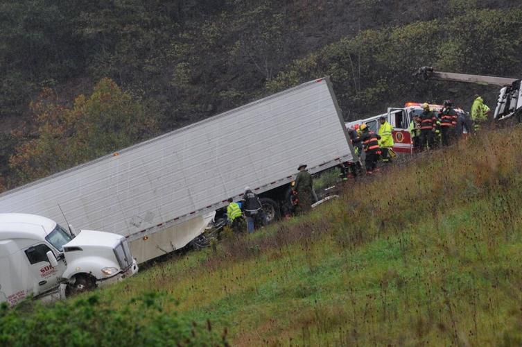Tractor trailer crashes over embankment on I-77 at Camp Creek | News ...