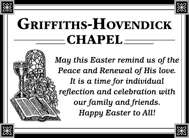 GRIFFITHS HOVENDICK CHAPEL Ad from 2024 03 29