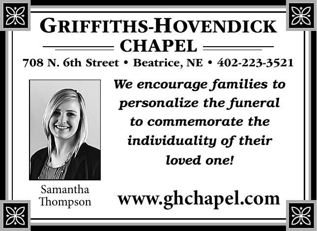 GRIFFITHS HOVENDICK CHAPEL Ad from 2024 03 22