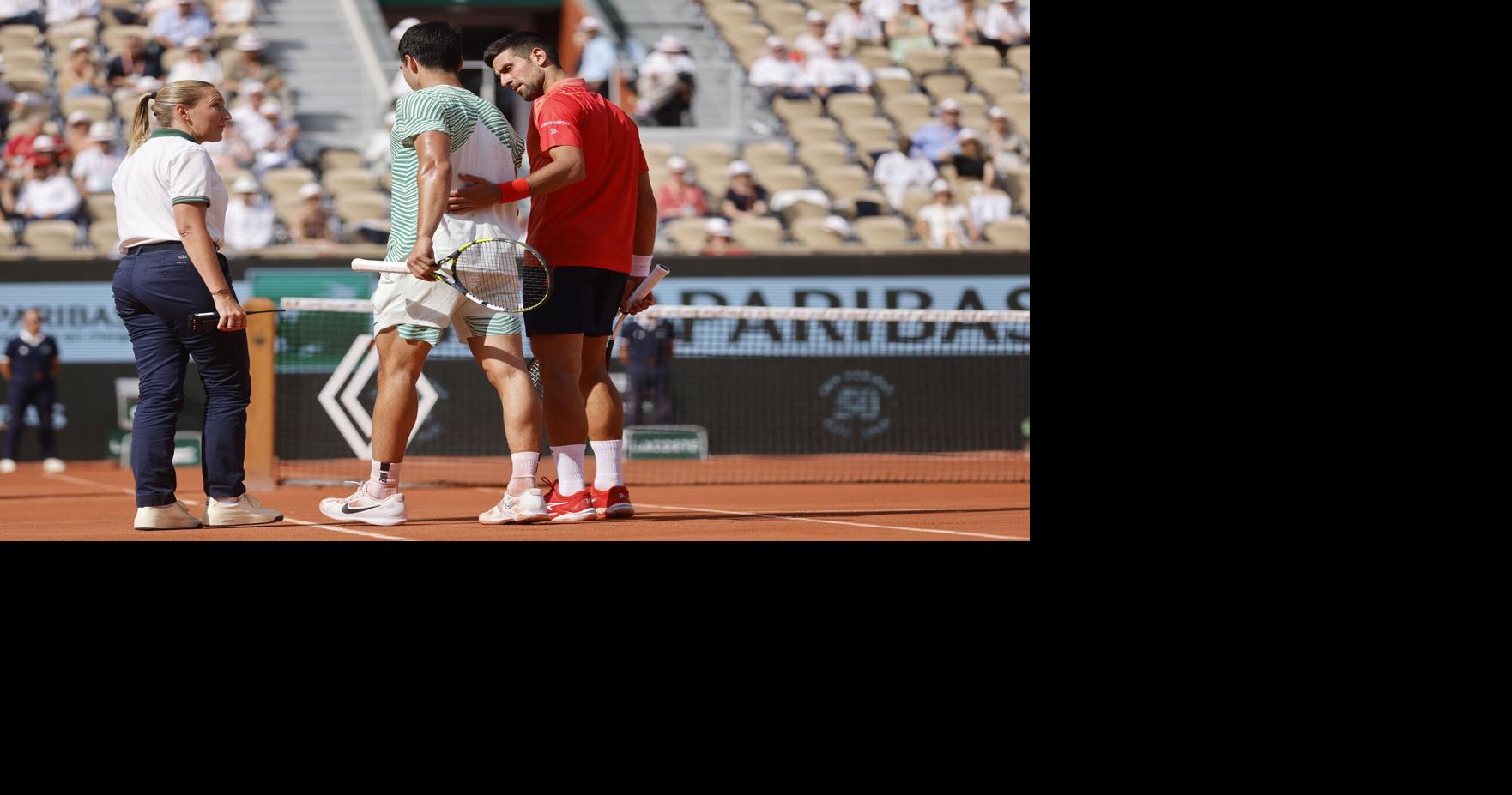 Djokovic reaches French Open final as Alcaraz cramps
