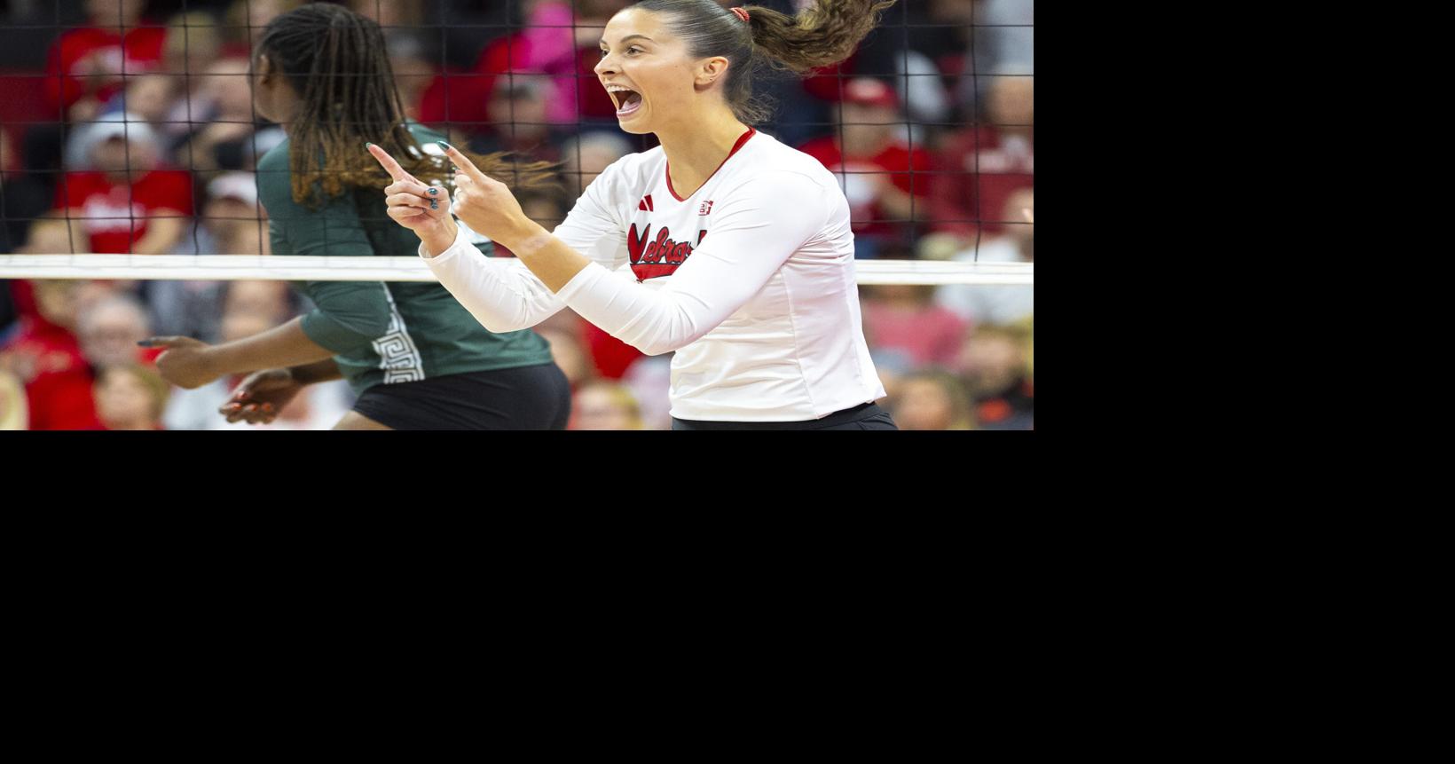 No. 2 Nebraska shakes off third-set errors, downs Michigan State in four sets