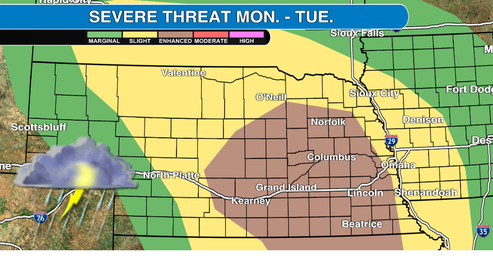 Severe weather in the forecast for Nebraska and western Iowa
