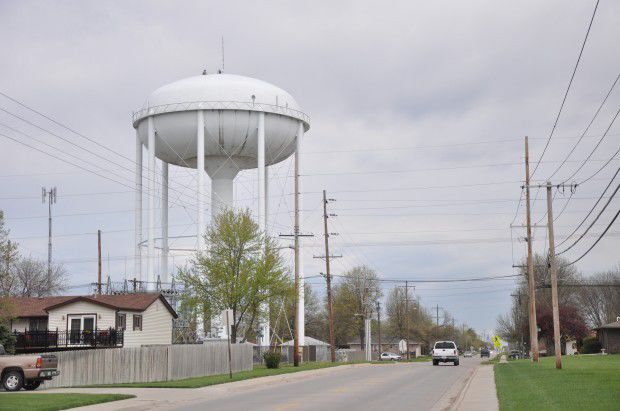 North water tower painting underway