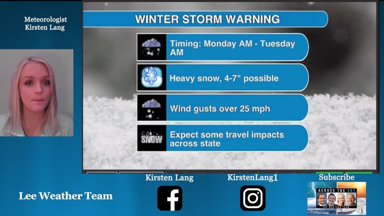 Winter Storm Warning may bring over half of foot of snow Meteorologist Kirsten Lang has the forecast