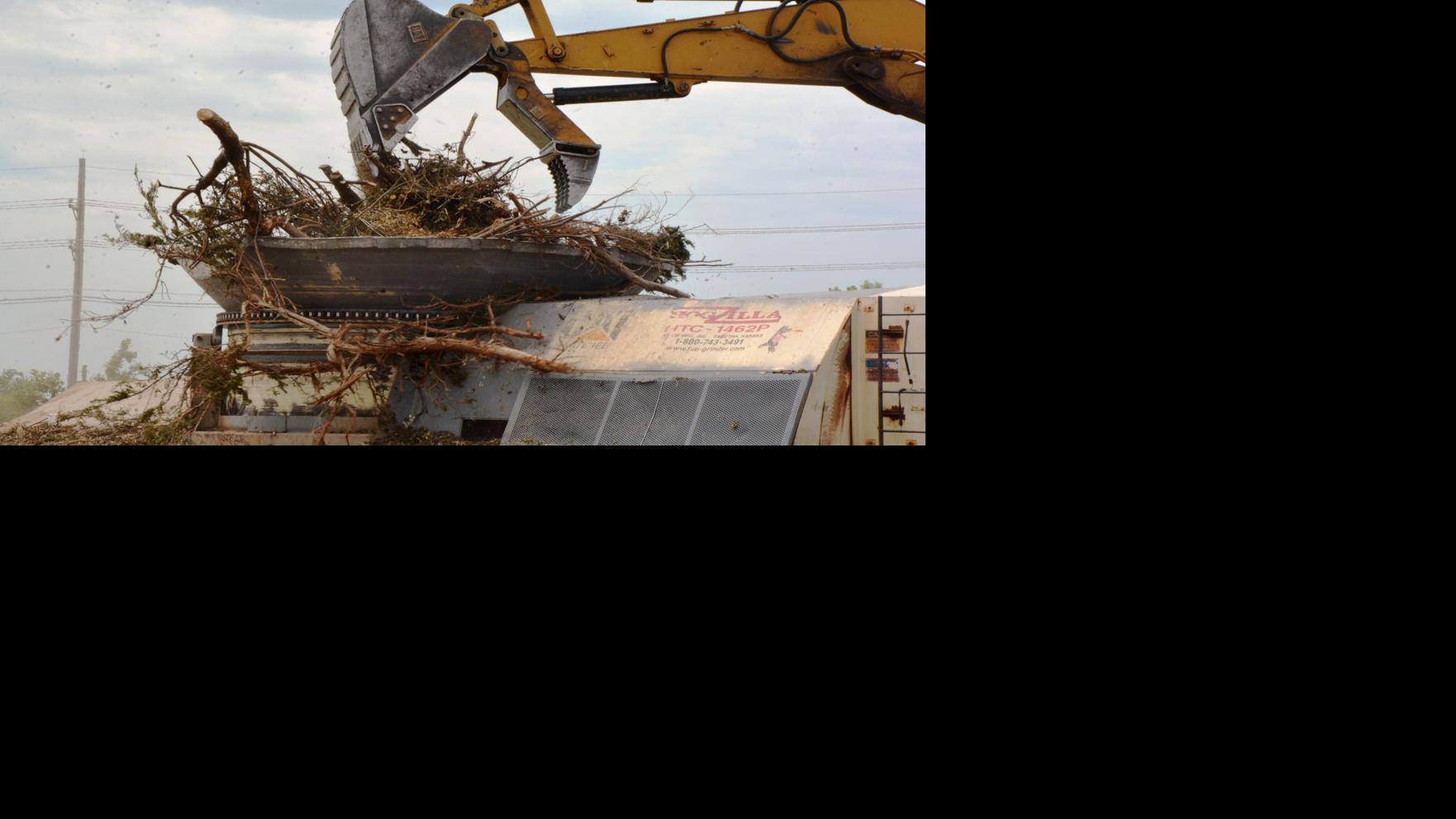 Grinder makes short work of storm debris