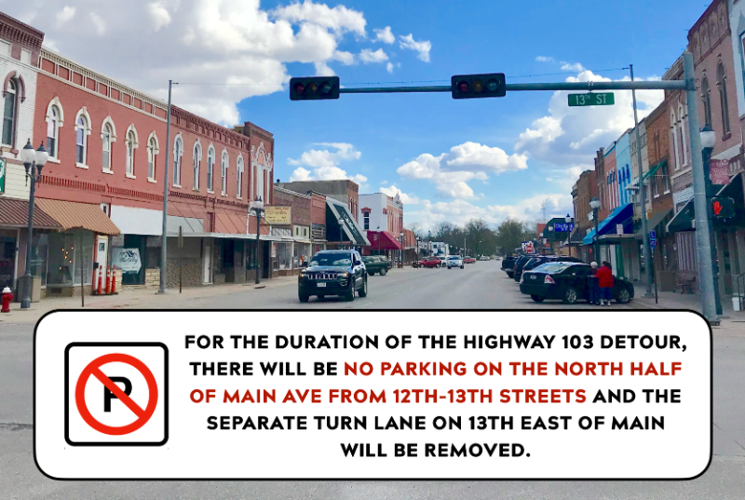 Temporary parking changes on Main Ave during Highway 103 detour