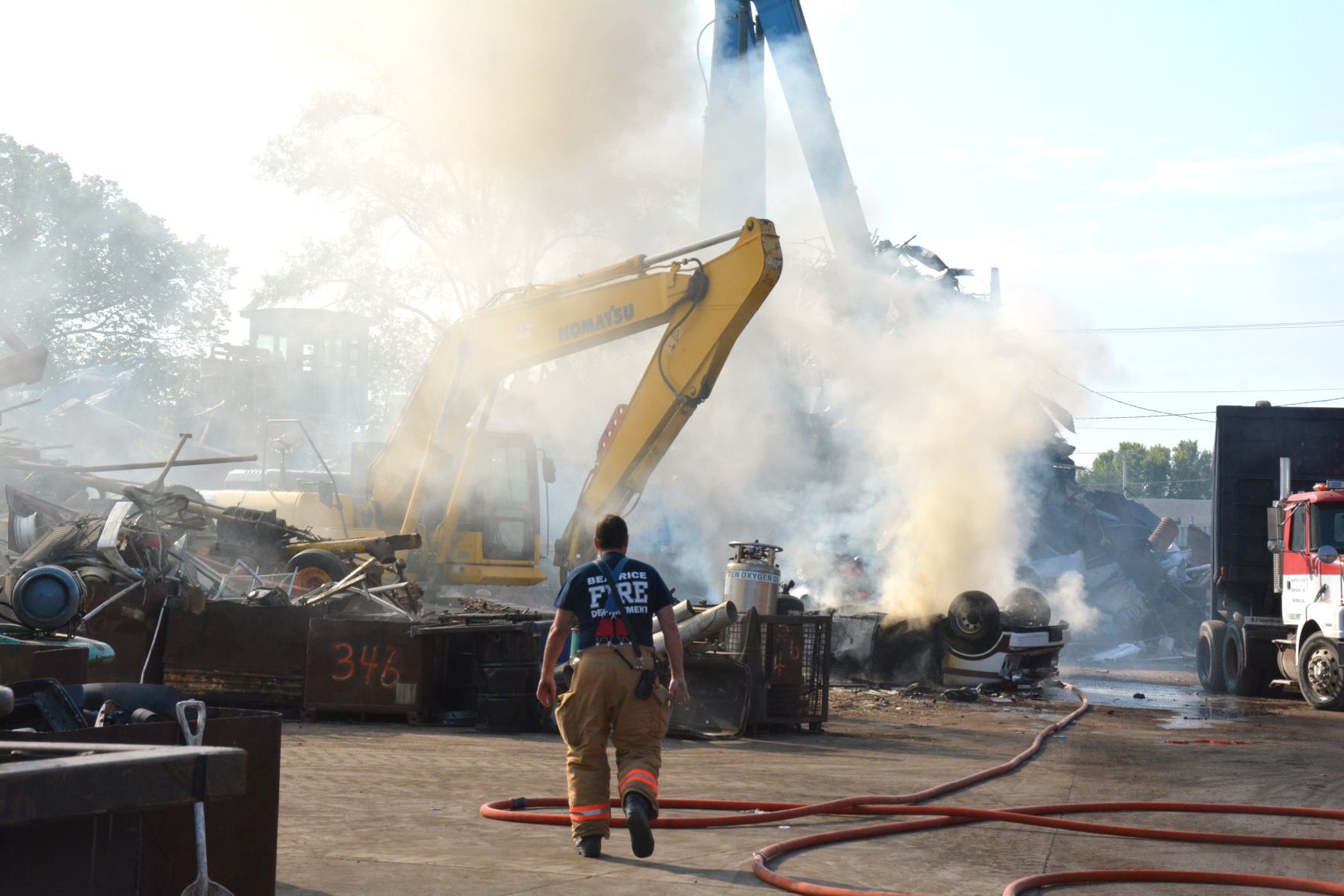 Car catches fire at Beatrice Scrap