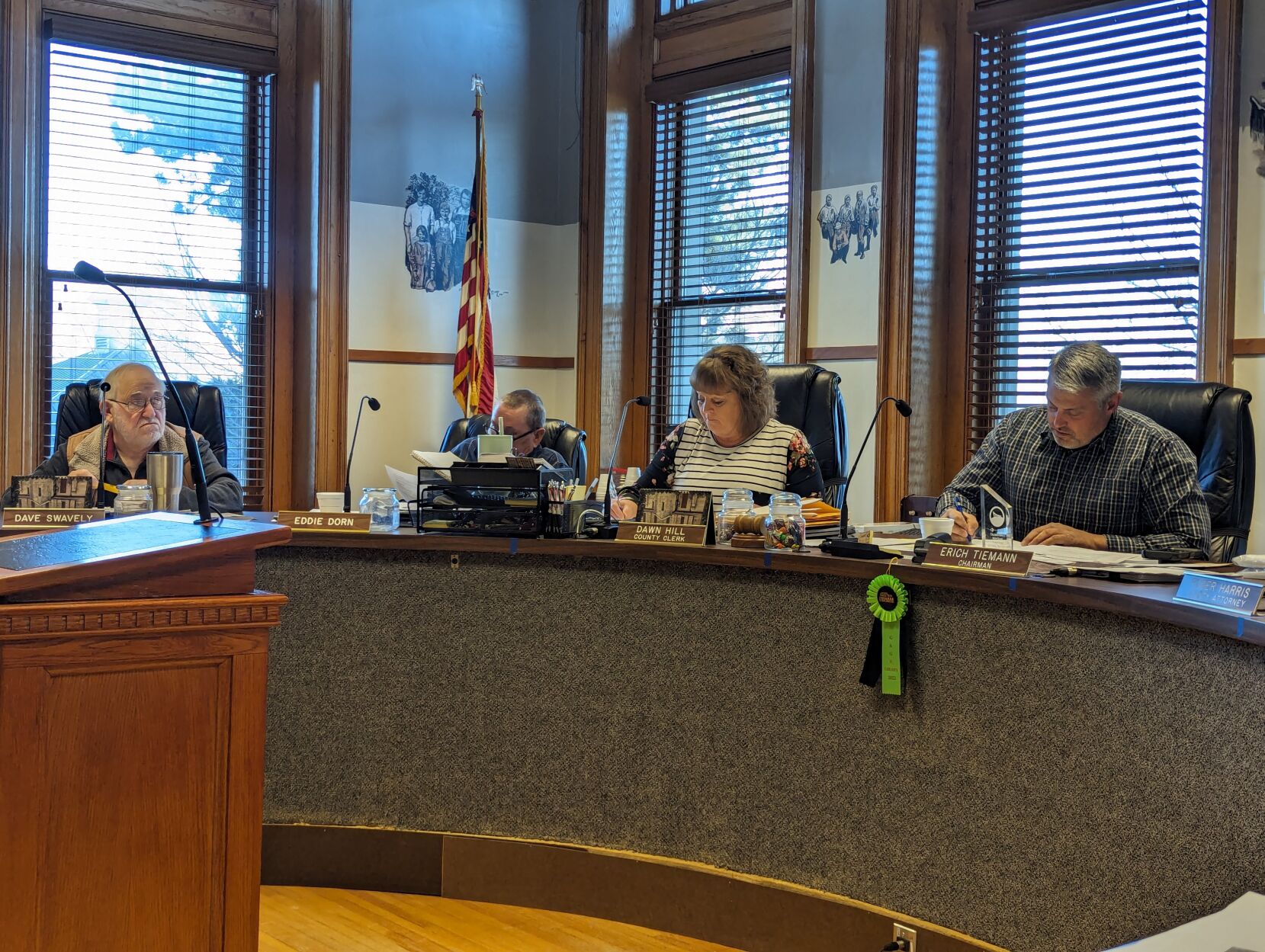 Members of the public discuss zoning regulations with County Board