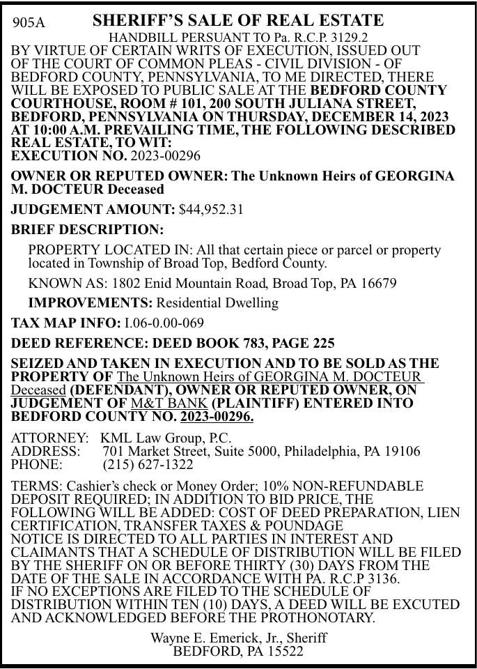 905A Legal Announcements