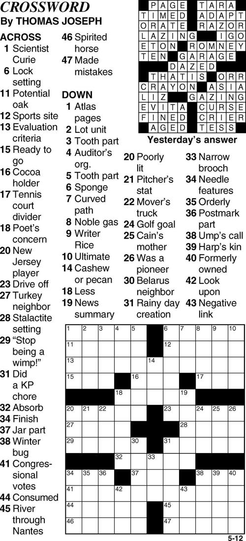 May 12 Crossword Puzzle Crossword