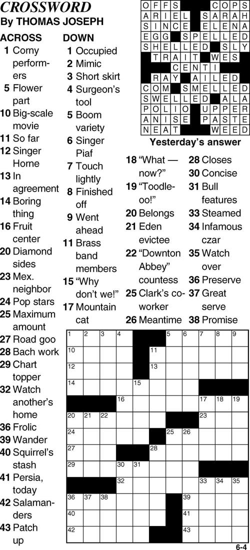 june 4 crossword puzzle crossword bedfordgazettecom