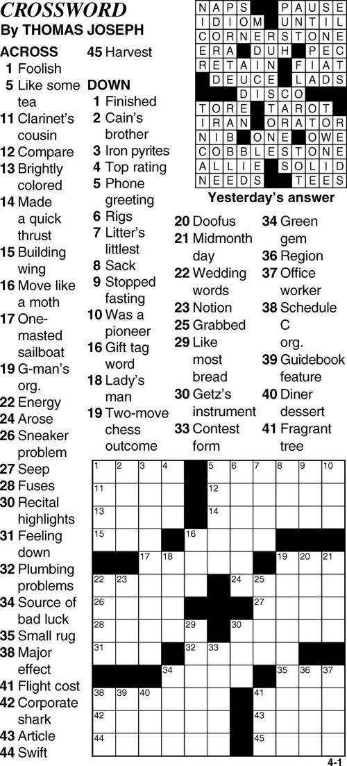 April 1 Crossword Puzzle Crossword