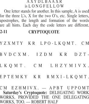 Cryptoquote | Local News | bedfordgazette.com