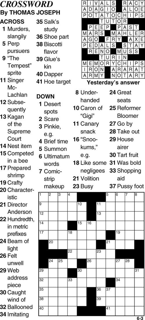 June 3 Crossword Puzzle Crossword