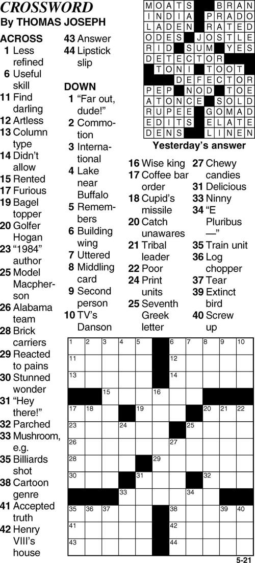 May 21 Crossword Puzzle Crossword