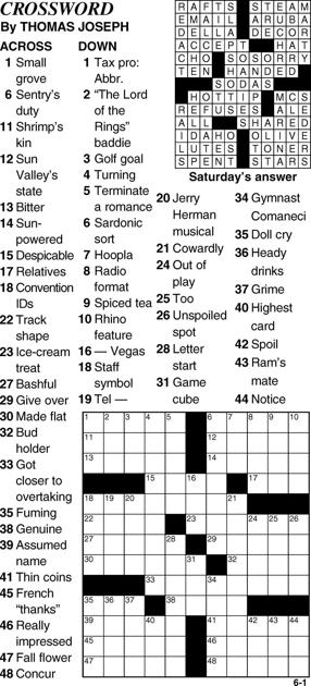 june 1 crossword puzzle crossword bedfordgazettecom