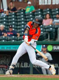 Bowling Green Hot Rods designated hitter Bob Seymour (44) gets a