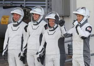 Four astronauts leave space station for trip back to Earth