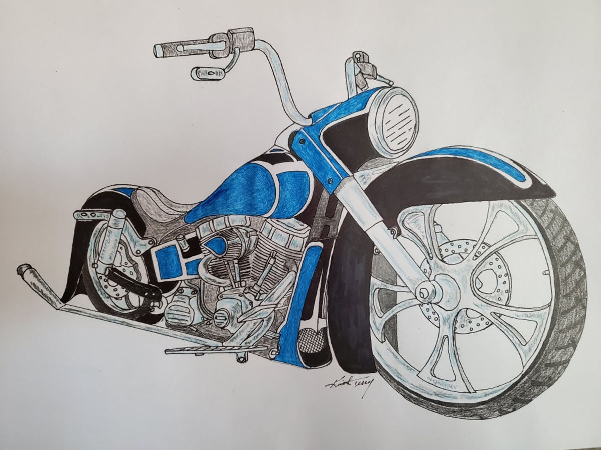 How to draw a Harley Davidson motorcycle